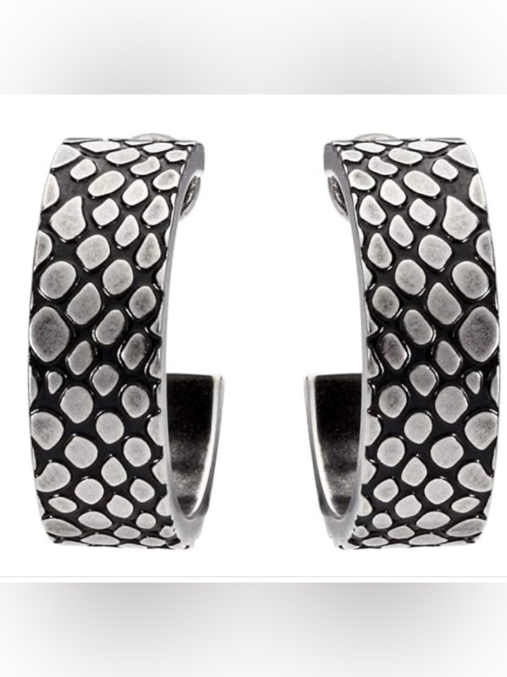 Calvin Klein Jeans Men's Gunmetal Textured Hoop Earrings